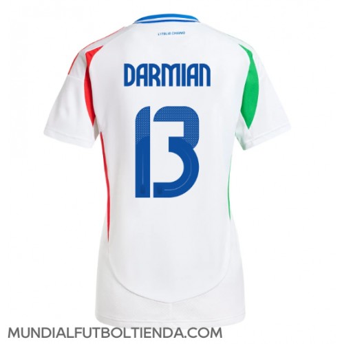 Camiseta Italia Matteo Darmian #13 Segunda Equipación Replica Eurocopa 2024 para mujer mangas cortas